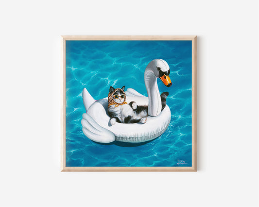Swan Soiree - 8 x 8 Inch Fine Art Print